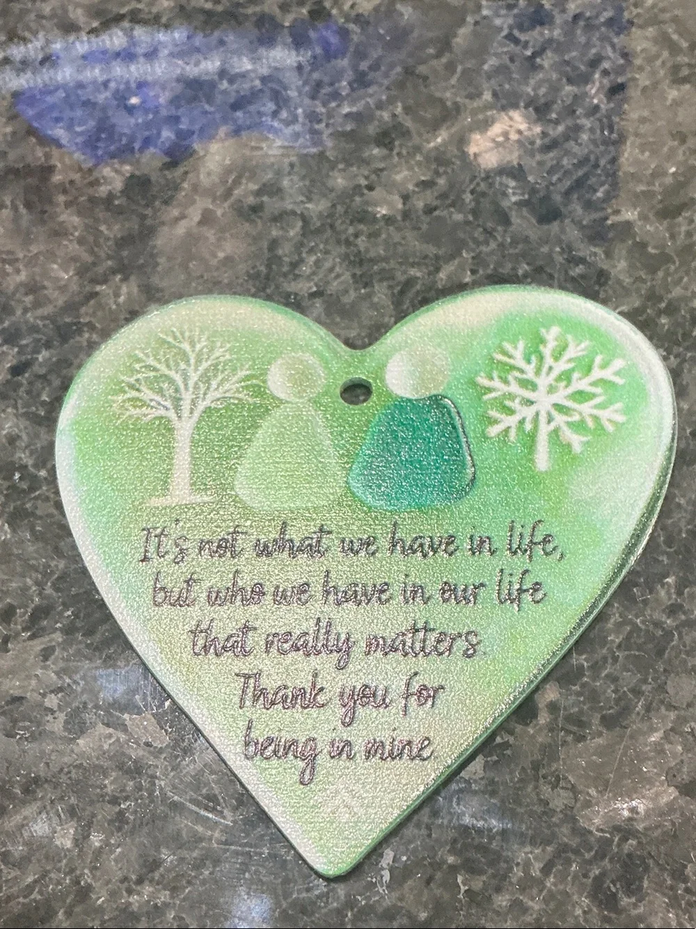 Green Heart-Shaped Holiday Ornament with Sentiment